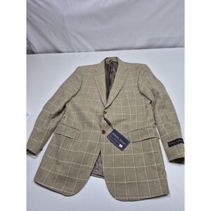Roberto Zanieri Blazer Mens 42L Beige Cotton Wool Linen Italy Sport Coat Jacket